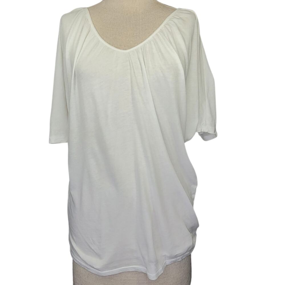 White Cotton Blend Short Sleeve Top Size Small